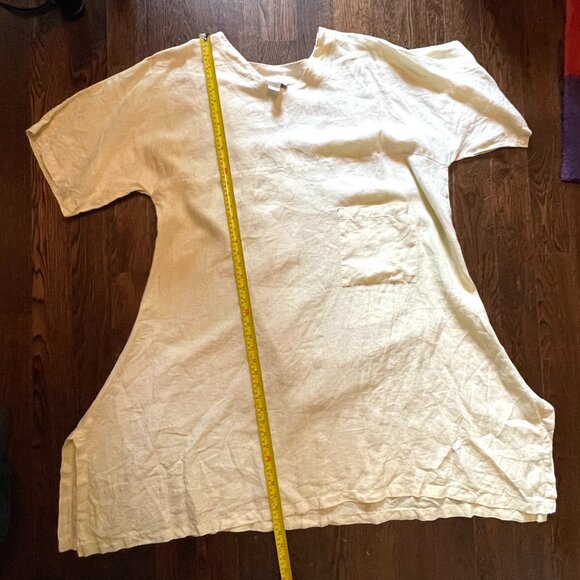 Match Point USA 100% Linen Pale Yellow Kimono Oversized Dress-Sz. L/XL - Picture 9 of 11